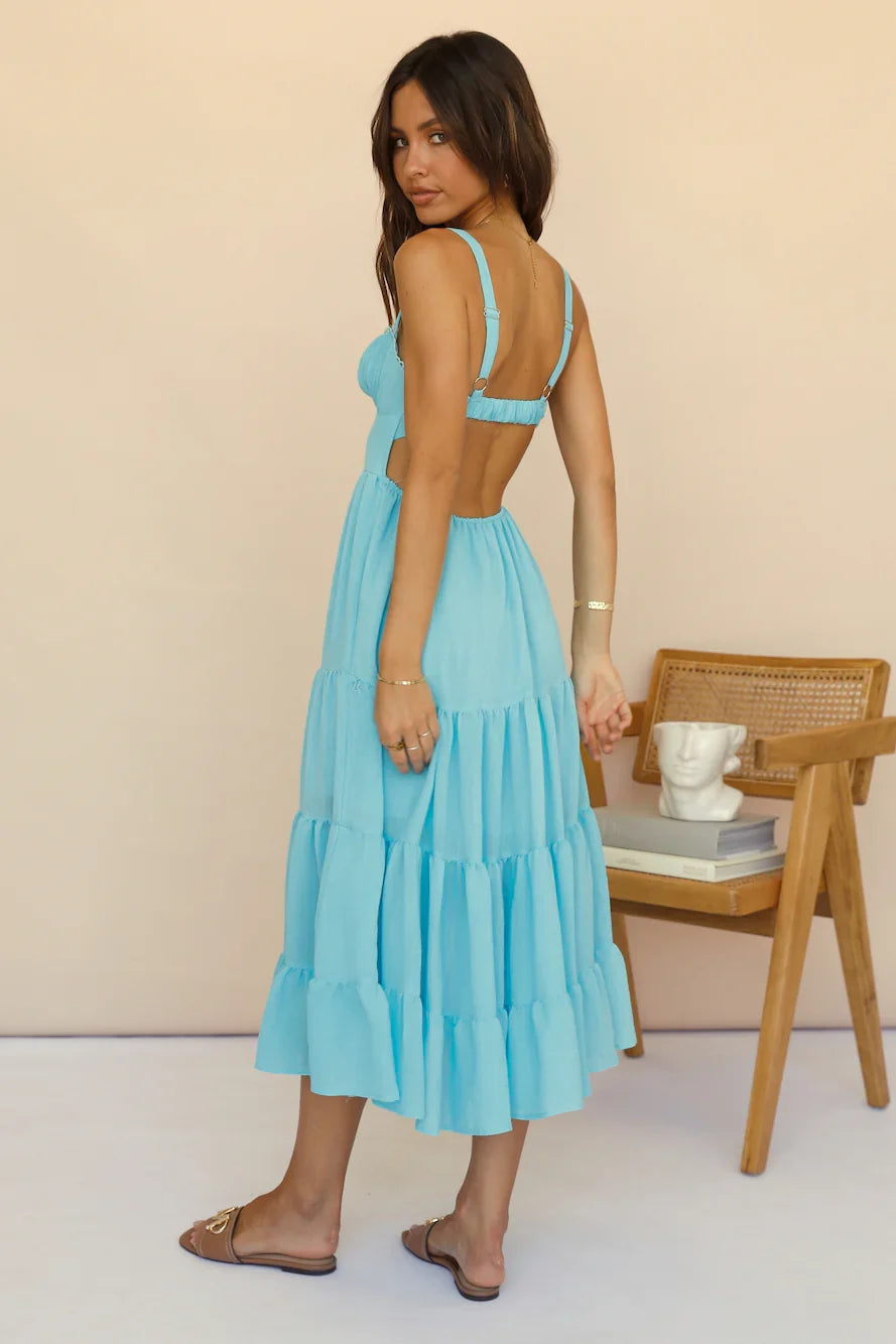 Somebody New Midi Dress Blue