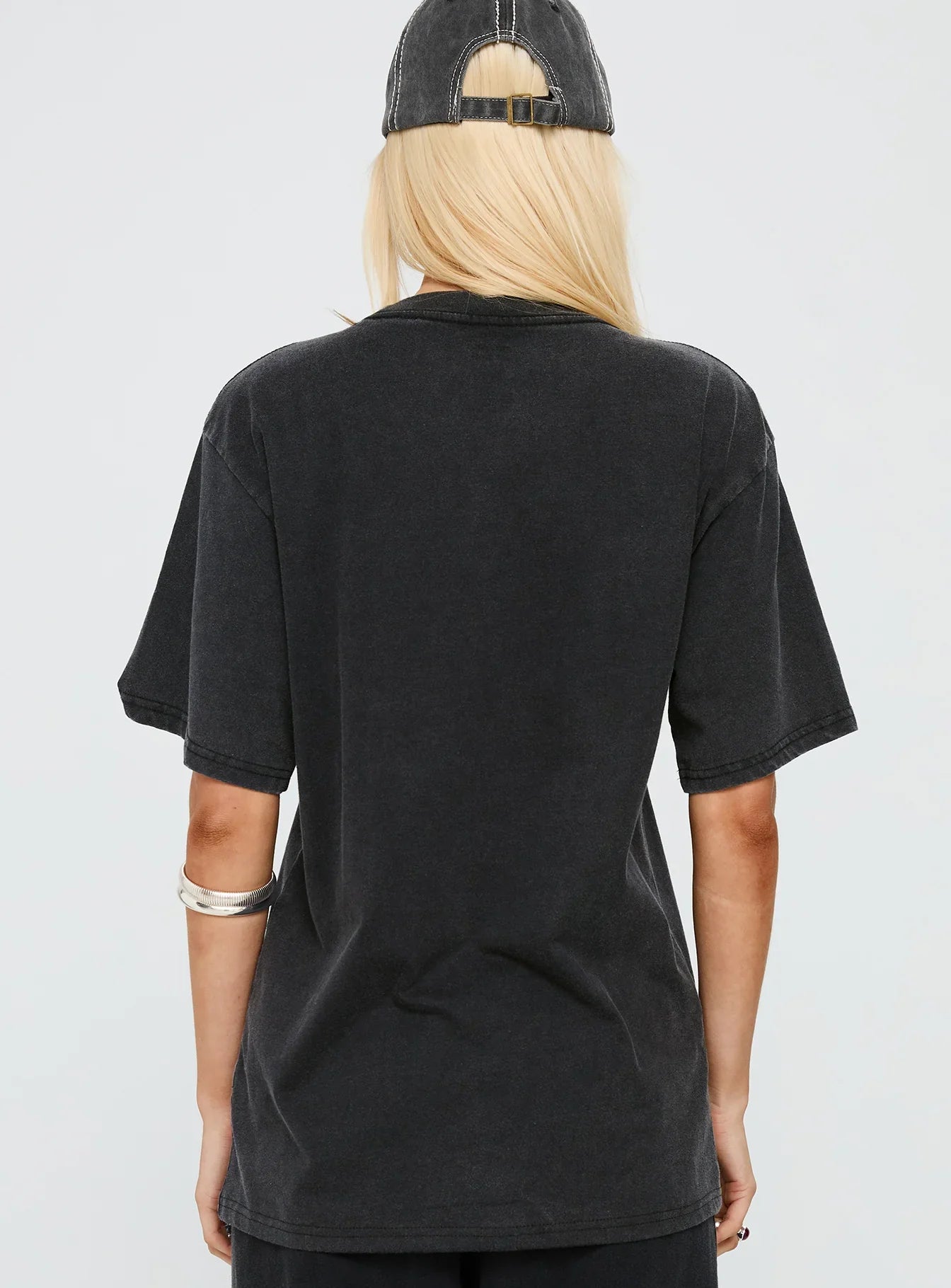 Britney Spears Gimme More Oversized Graphic Top Washed Black