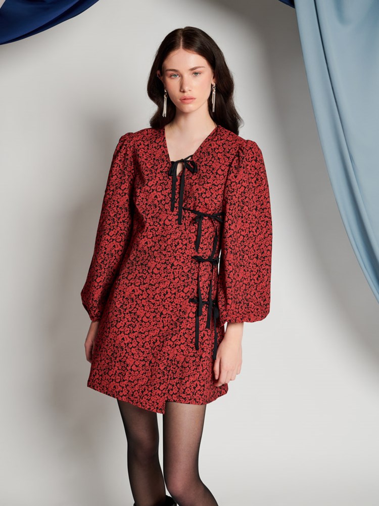 Floral Hood Bubble Hem Mini Dress