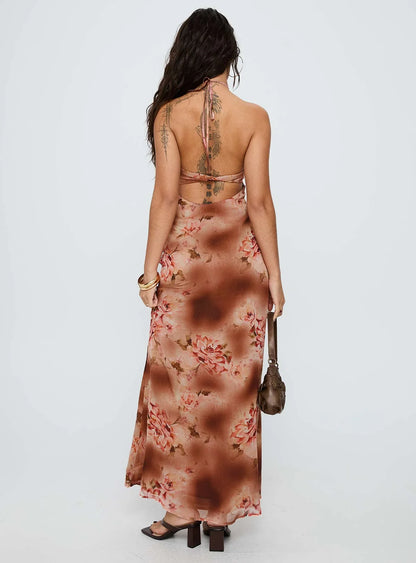 Saye Halter Twist Maxi Dress Multi