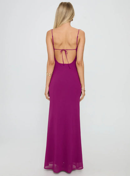 Syrina Cowl Neck Scarf Maxi Dress Berry
