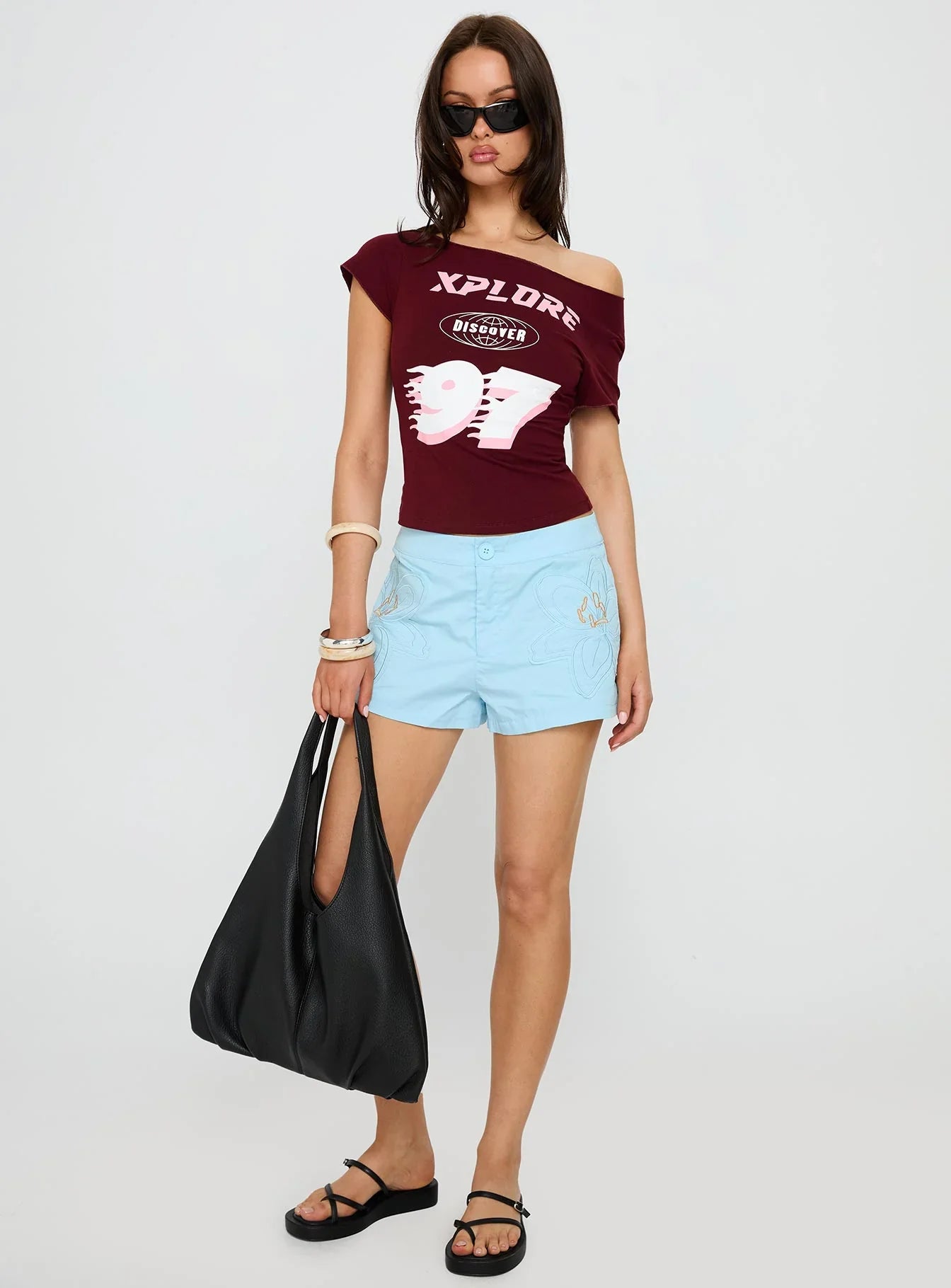 Leleia Embroidered Shorts Blue