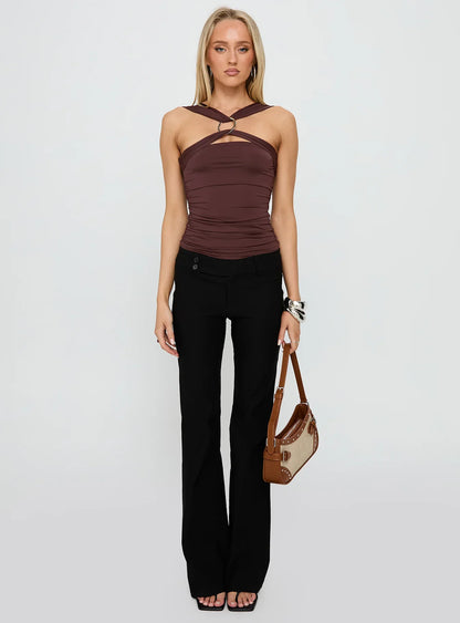 Illustrious Ring Detail Top Chocolate