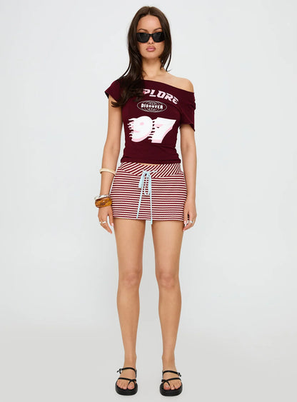 Bexi Textured Skort Red / White Stripe