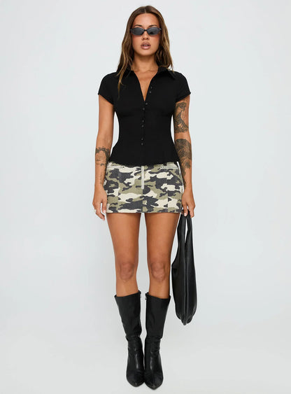 Voltage Denim Mini Skirt Camouflage