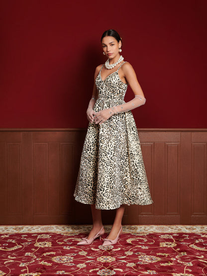 Gilded Leopard Midi Dress