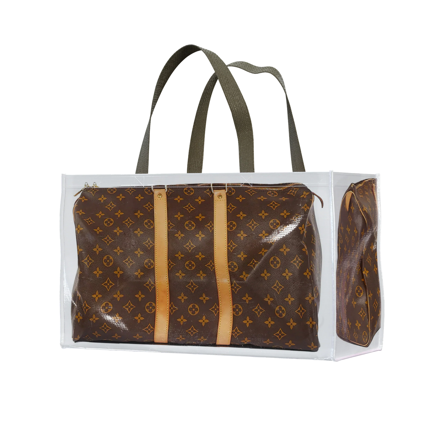 Tita Elvie Duffle Grocery Bag, Brown Canvas, Large