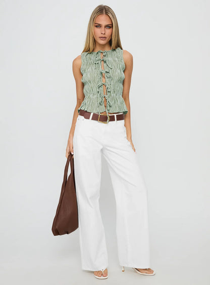 Serenitia Mid Rise Relaxed Jeans White Wash