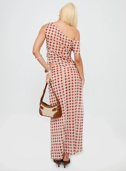Surina Skirt Peach Check
