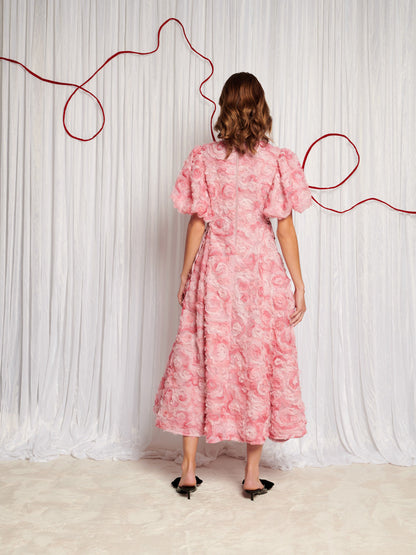 Rose Finch Tulle Midi Dress
