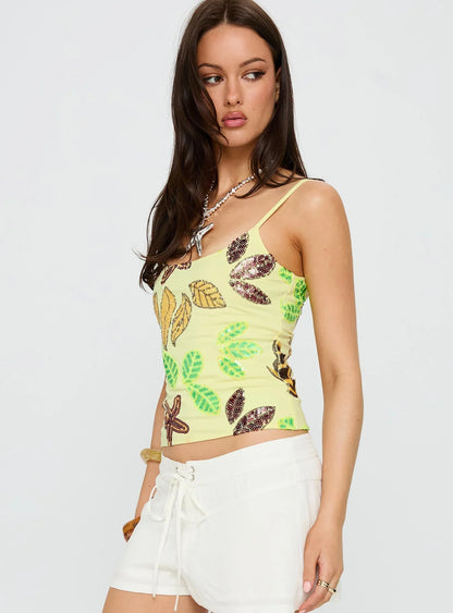 Lunavia Sequin Cami Top Lemon