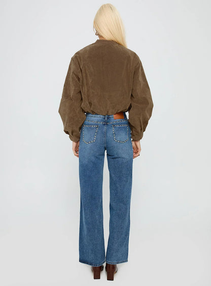 Saving Up Stud Detail Jeans Mid Blue