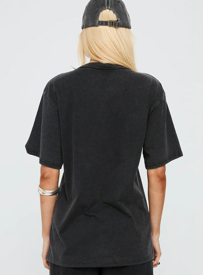 Britney Spears Gimme More Oversized Graphic Top Washed Black