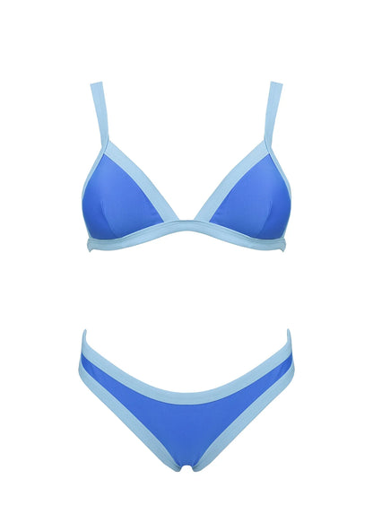 Amiri Contrast Triangle Bikini Top Blue