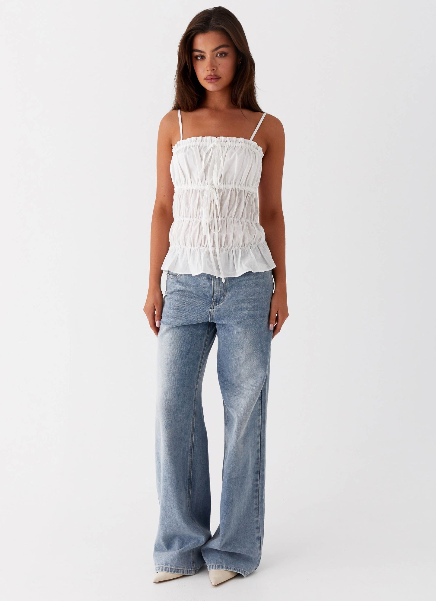 Novelle Ruched Top - White