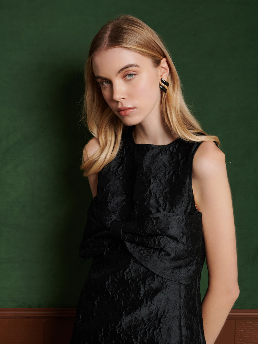 Frieze Jacquard Bow Dress