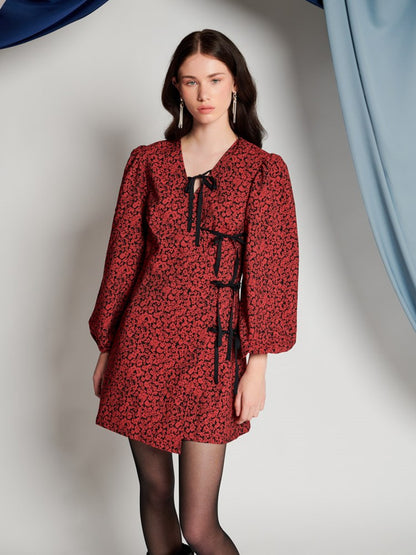Floral Hood Bubble Hem Mini Dress