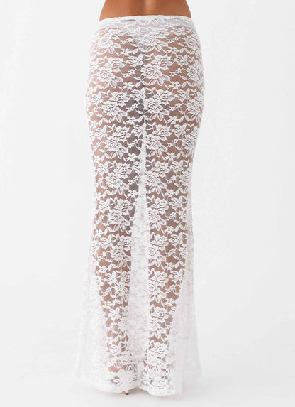 Zephyra Lace Maxi Skirt - White