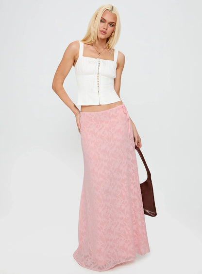 Youthful Spirit Lace Maxi Skirt Pink