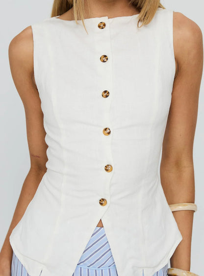 Dulcinea Longline Vest Top White