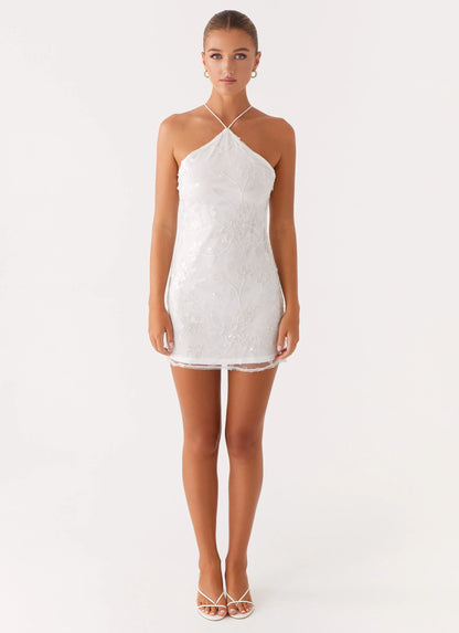 Rumi Beaded Mini Dress - White