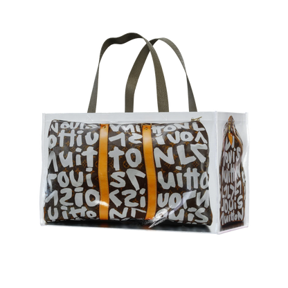 Tita Elvie Duffle Grocery Bag, Brown Canvas, Large
