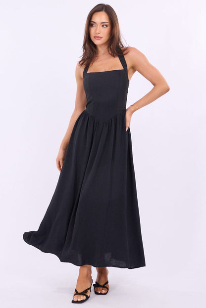 Black Maxi Dress Halter Neck