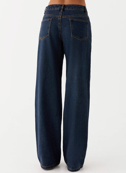 Keanna Low Rise Denim Jeans - Washed Denim