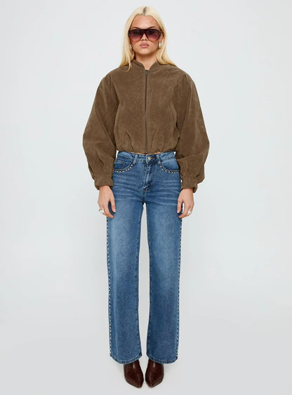Saving Up Stud Detail Jeans Mid Blue