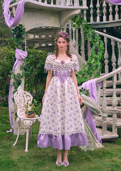 Curve & Plus Purple Jacquard Vine Corset Dress
