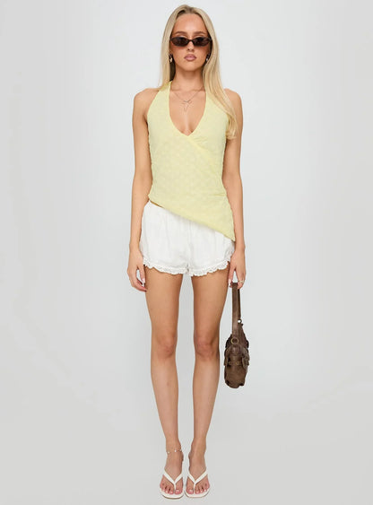 Isabellah Cross Front Halter Top Yellow