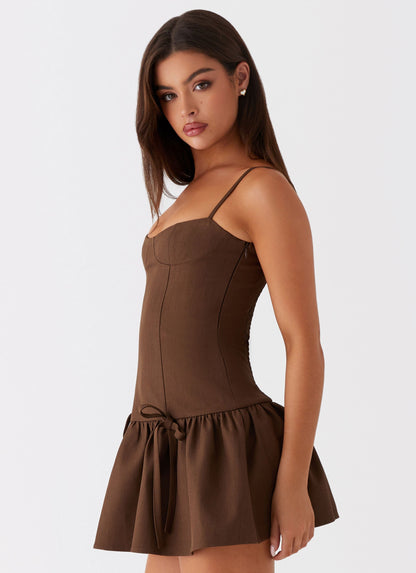 Running Late Mini Dress - Chocolate