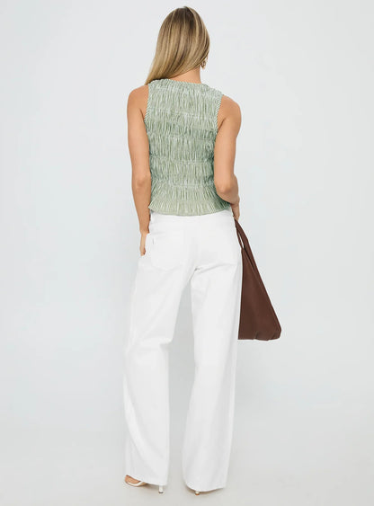 Serenitia Mid Rise Relaxed Jeans White Wash