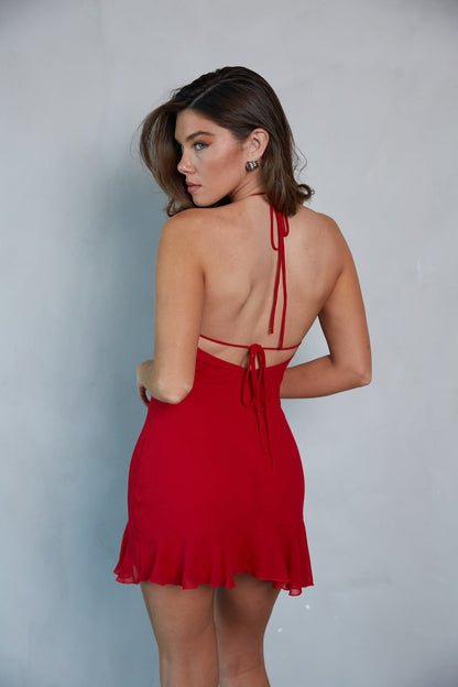 Bex Halter Ruffle Mini Dress