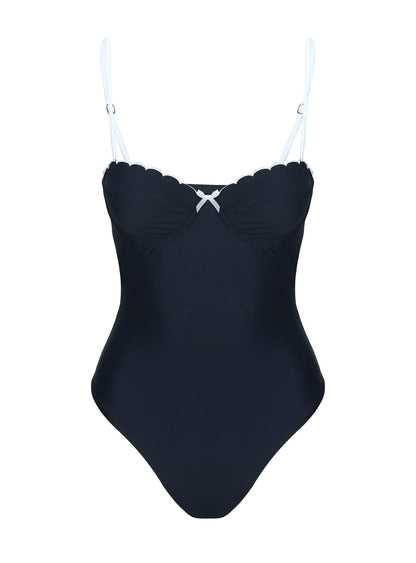 Claryssa Scallop One Piece Black